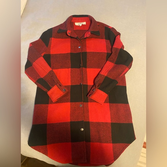 Black and Red plaid BB Dakota/Steve Madden long shacket size small - Picture 1 of 8
